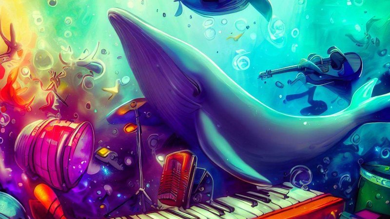whale with many instruments underwater