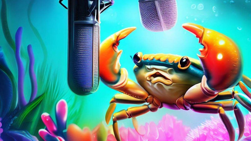 crab recording vocals under the sea