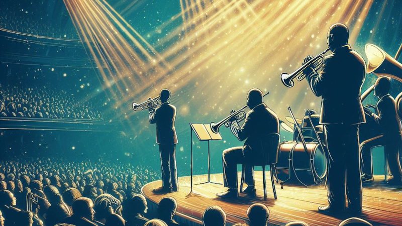 brass band playing on stage