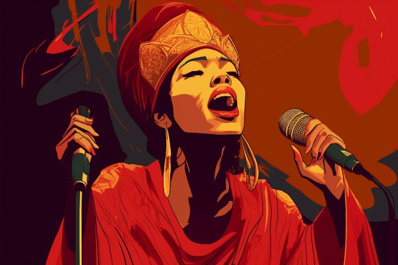 woman singing passionately