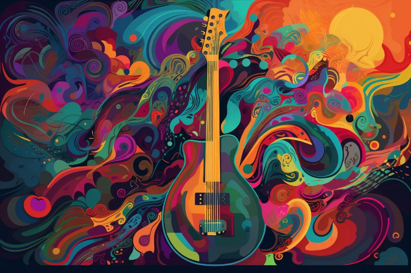 guitar with artistic colors