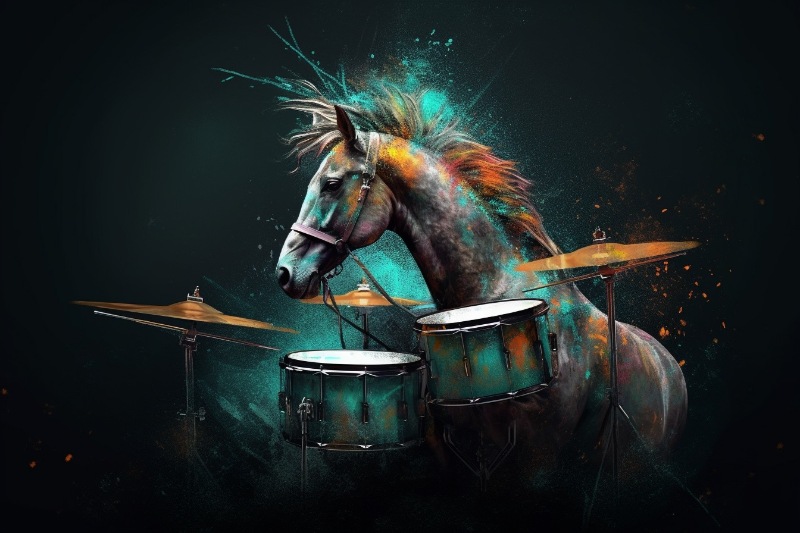 horse and drums