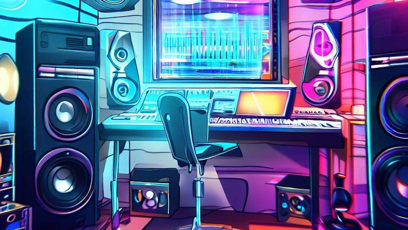 colorful music studio