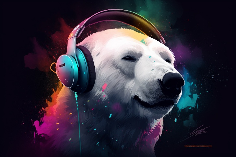 polar bear with color splash
