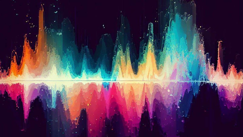 soundwaves in the shape of a colorful paint splash