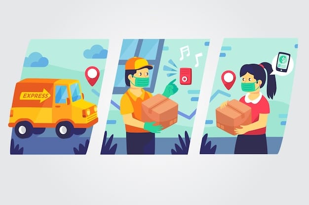 Delivery service with masks concept