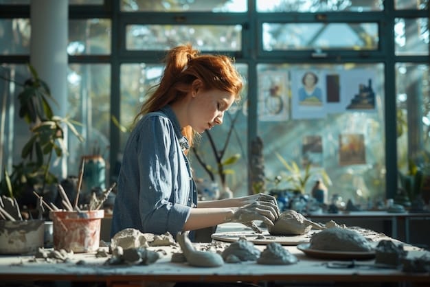 Woman doing pottery