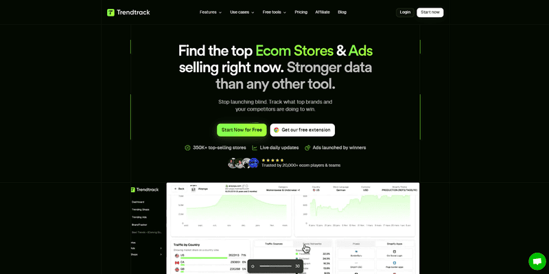 Trendtrack homepage