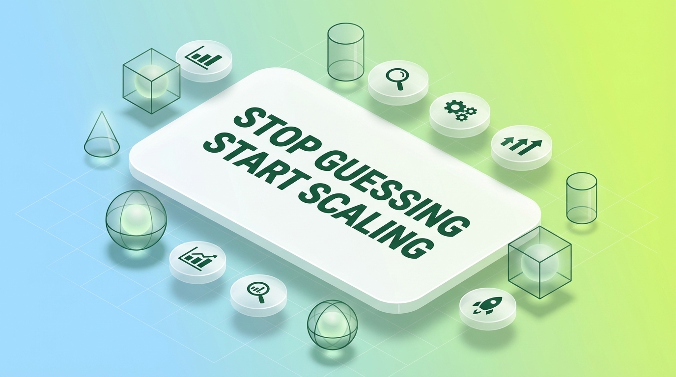 Image that says stop guessing, start scaling