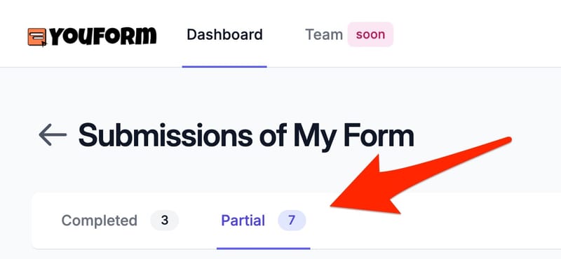 here's a Google Forms alternative that allows you to view partial submissions