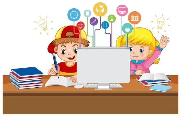 Kids studying vector