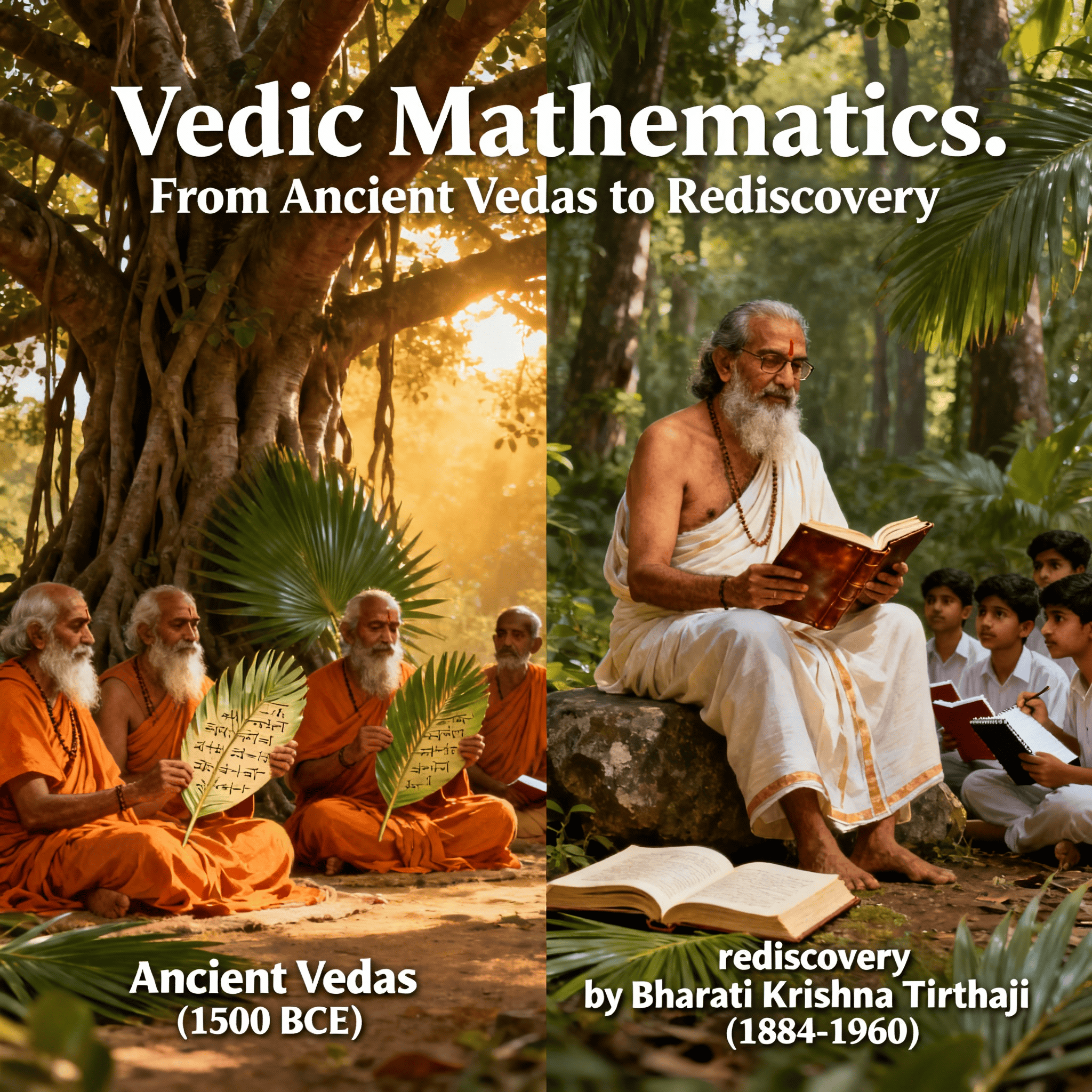 Vedic maths from Vedas, ancient Indian mathematics, sutras to Tirthaji rediscovery for learning Vedic mathematics knowledge