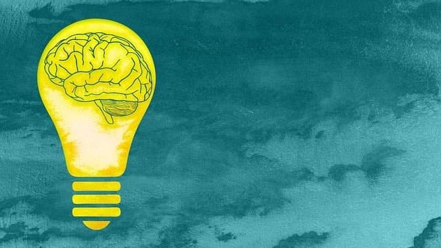 human brain inside bulb