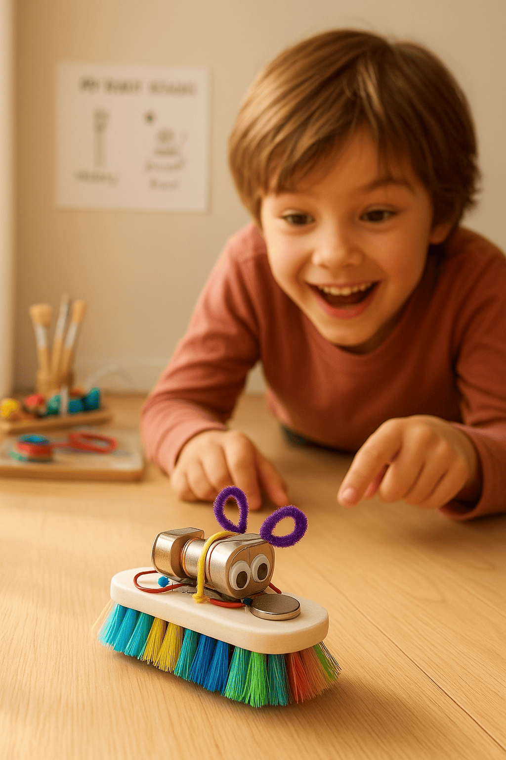 Young kids exploring robotics projects with robot toys, gaining critical thinking abilities and hands on experience