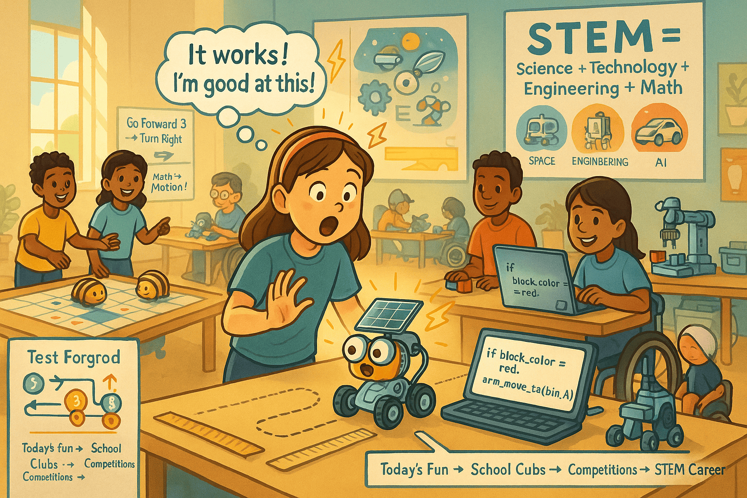 students in robotics programs learning engineering and technology through fun projects