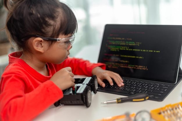 Photo asia students learn at home in coding robot cars and electronic board cables in stem steam mathematics engineering science technology computer code in robotics for kids concept