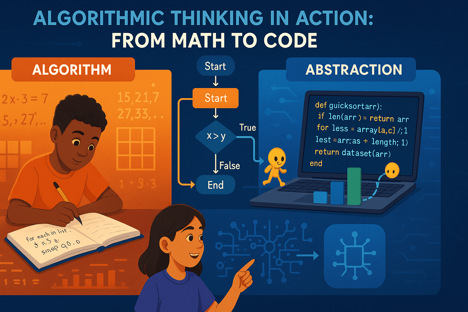 kids writing algorithm and learning abstraction