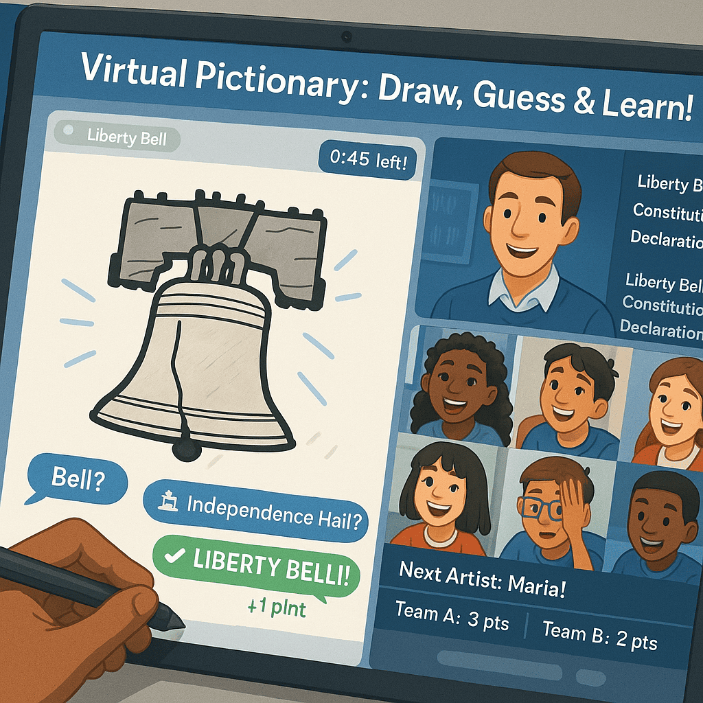 Interactive review game where students compete, earn points, and learn concepts in a fun online classroom