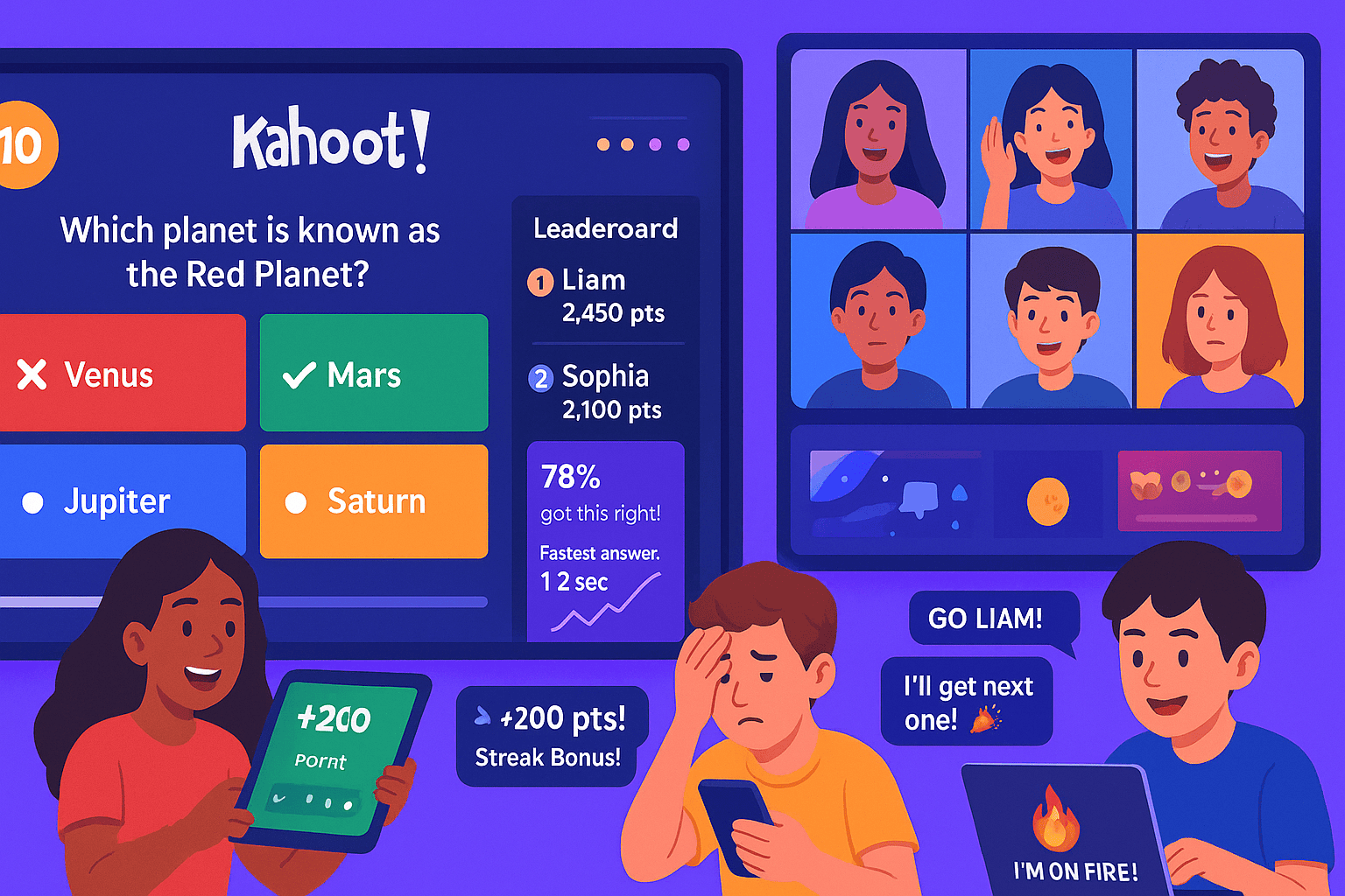 Engaging online classroom competition that boosts student learning with points, rewards, and challenges