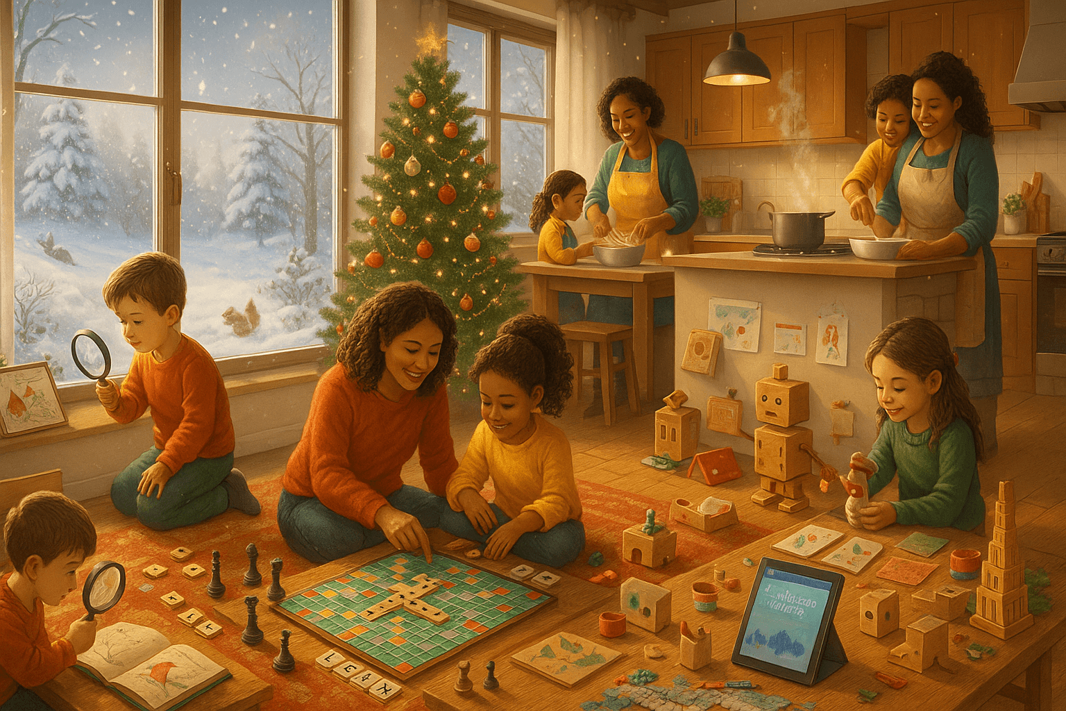 children learning and playing along with thier mothers