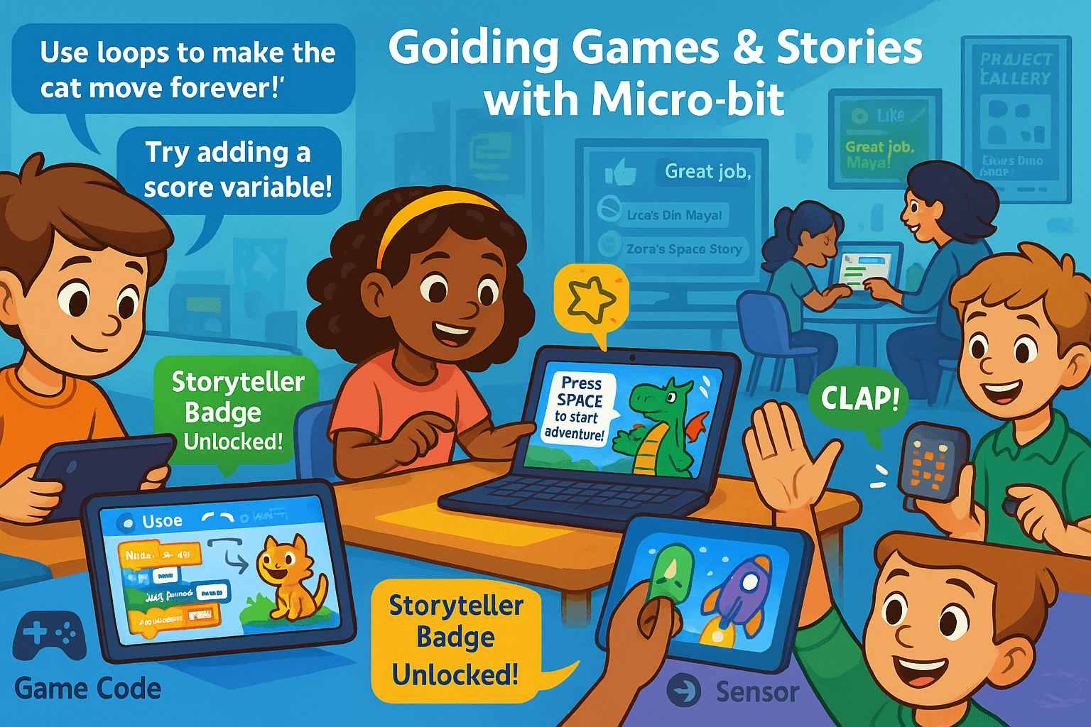 Kids aged between 8 to 10 learning Scratch,Tynker