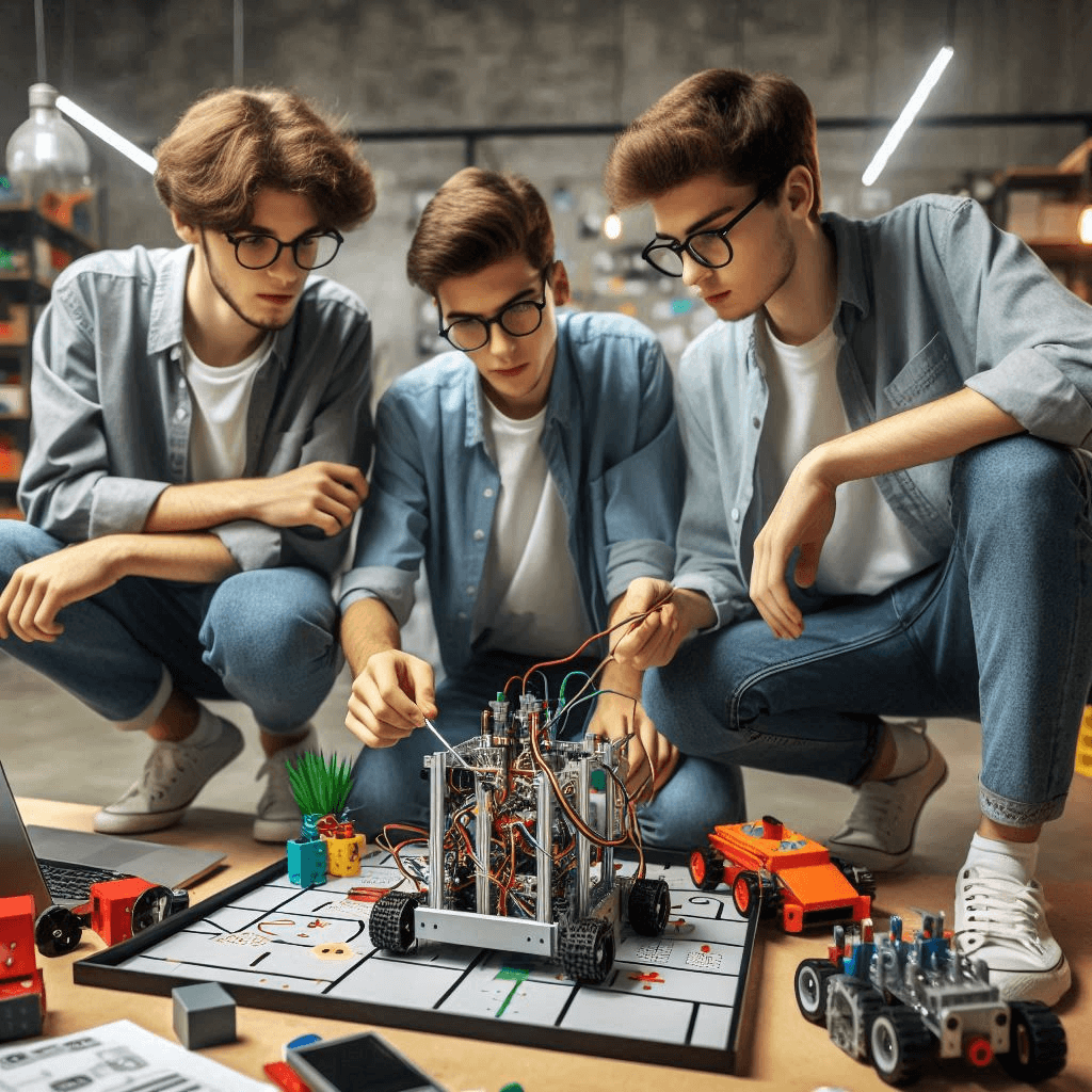 students working with iot devices