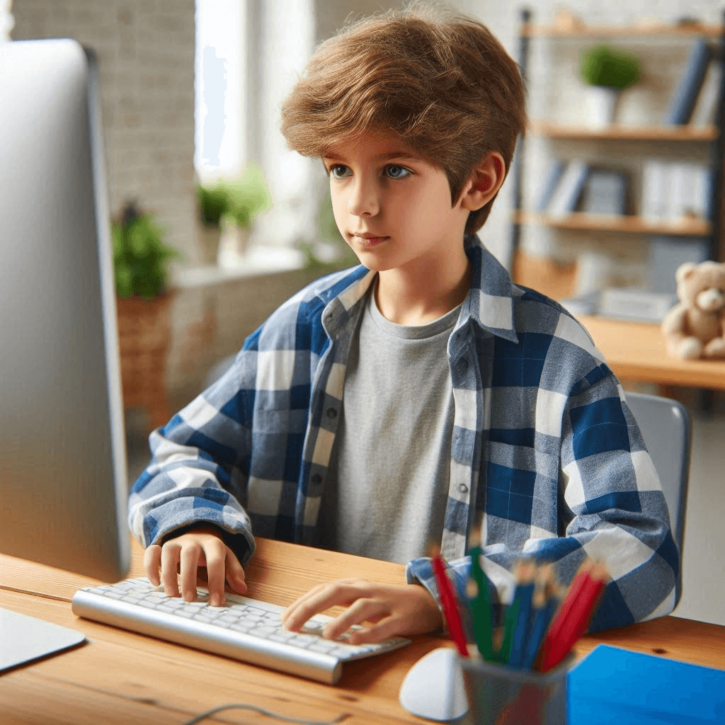 kid using PC