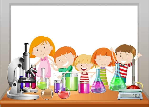 Free Vector frame with children and lab