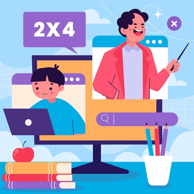 Hand drawn online tutor illustration
