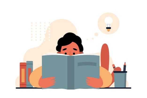Illustration of a man reading a book | Premium Vector