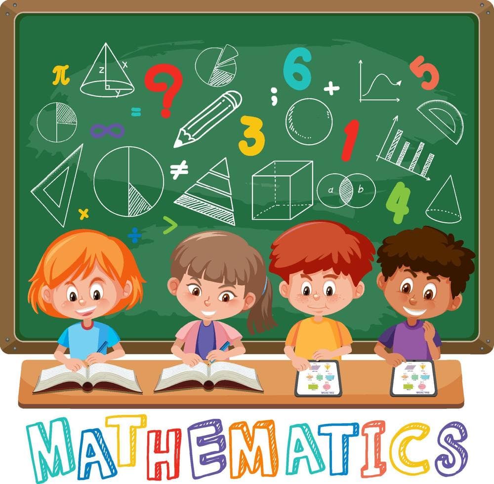 Children learning math with math symbol and icon 4559583 Vector Art at  Vecteezy