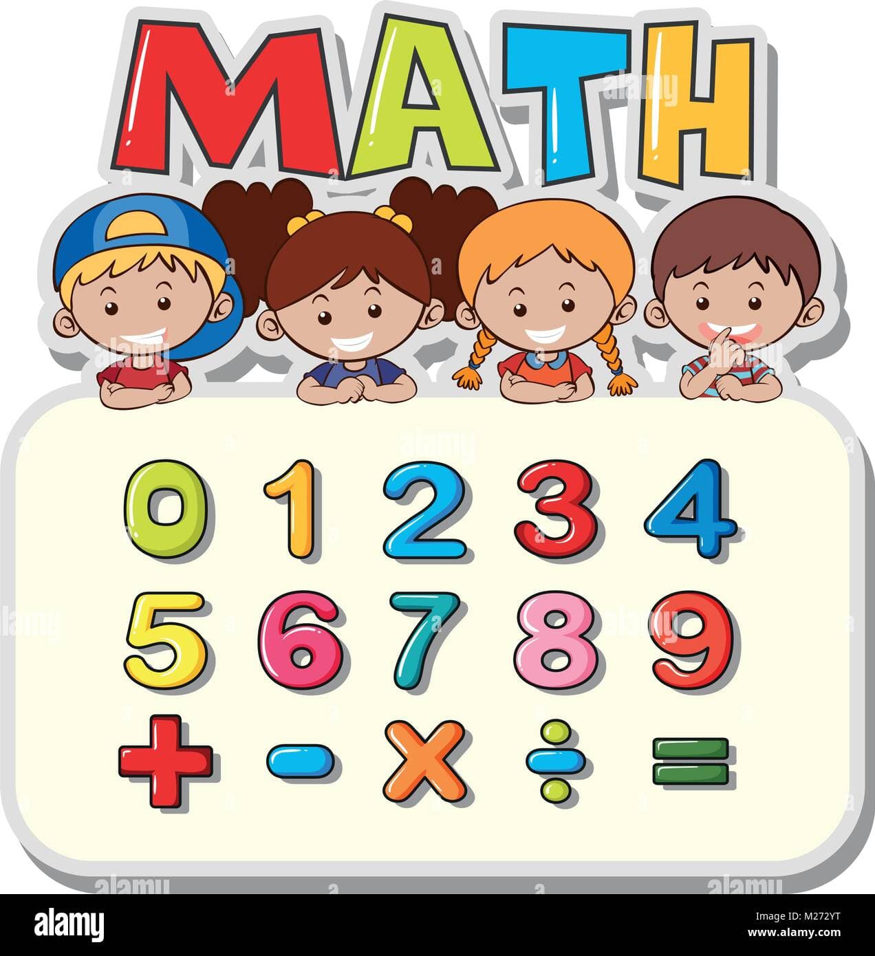Math worksheet with kids and numbers illustration Stock Vector Image & Art  - Alamy
