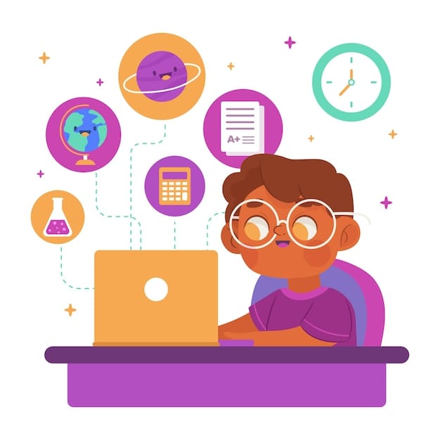 Free Vector kids taking online lessons