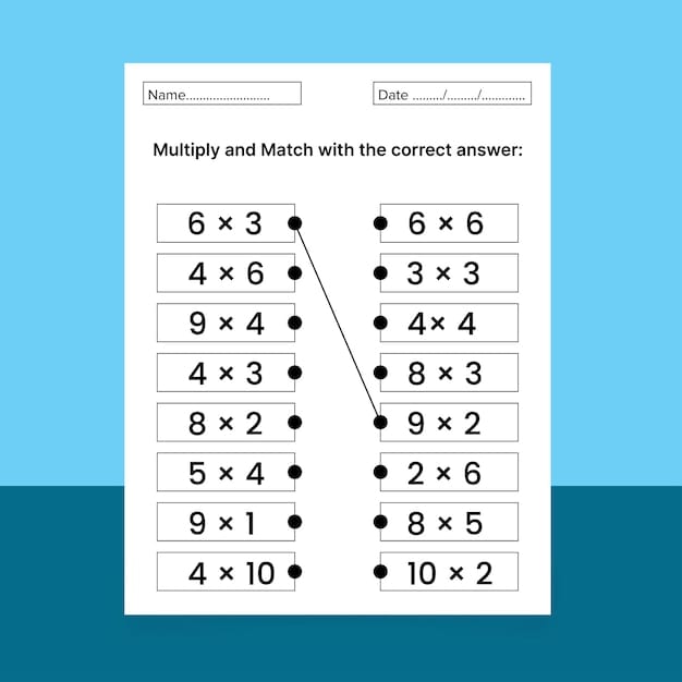 Multiplication math worksheets for kids. | Premium Vector
