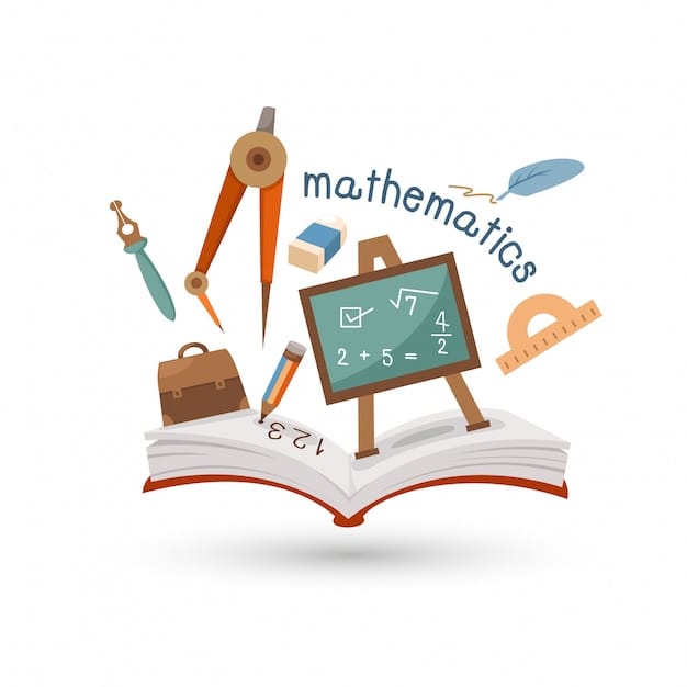 Vector open book and icons of mathematics