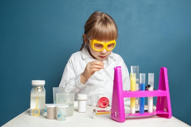 Photo school kid studying science science education concept