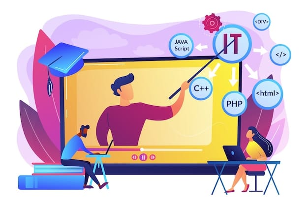 Free Vector teaching students online. internet learning. computer programming. online it courses, best online it training, online certification courses concept.