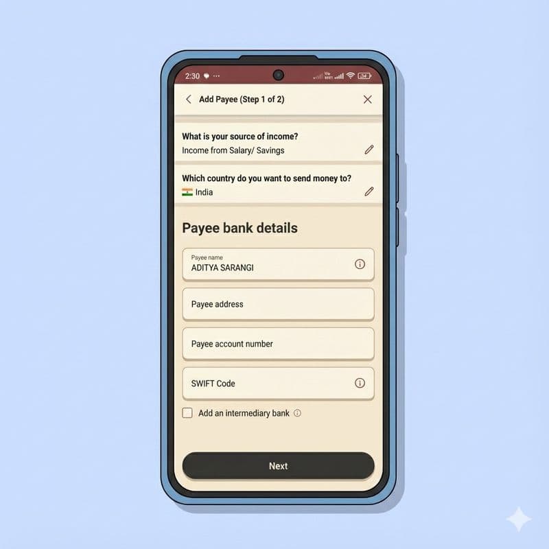 Transfer Money from IDFC Bank to GIFT City_Choose_Country