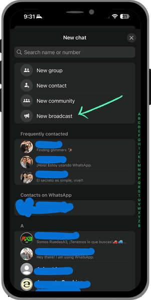 Mensaje de Difusión de WhatsApp