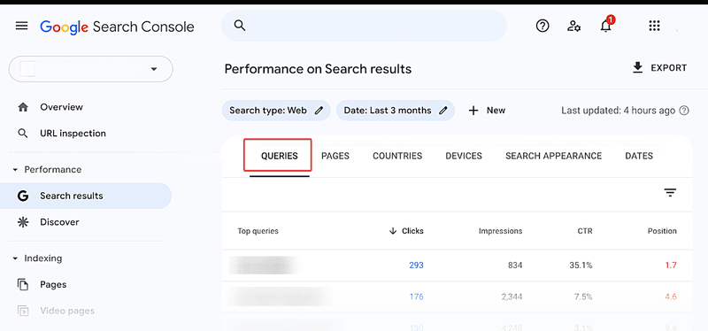 Check queries for your Google Search Console rankings.