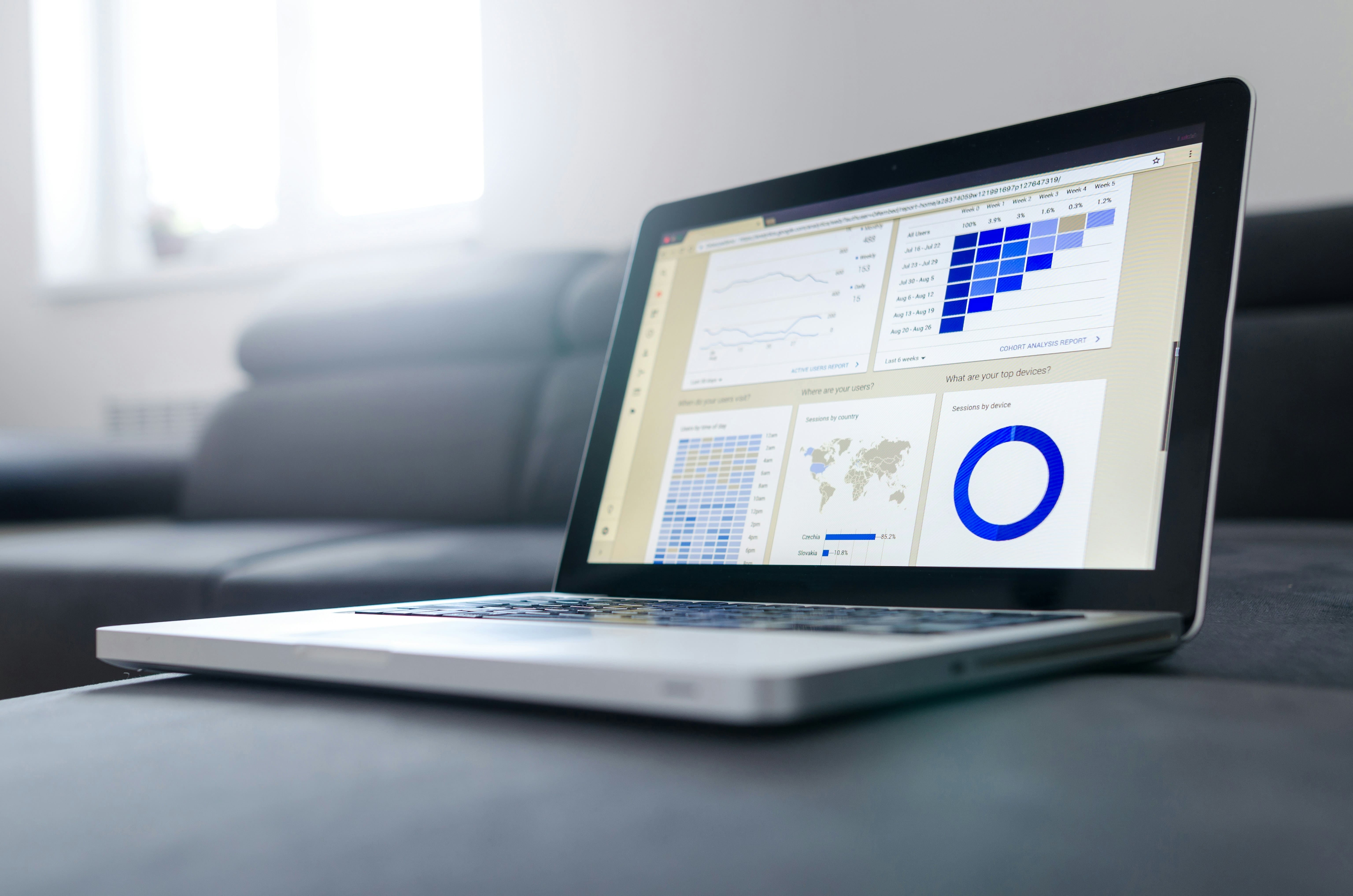 Predictive analytics dashboard for logistics showing route optimization and demand forecasting.