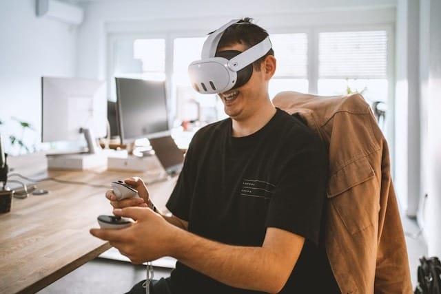 A person playing with Meta Quest 3