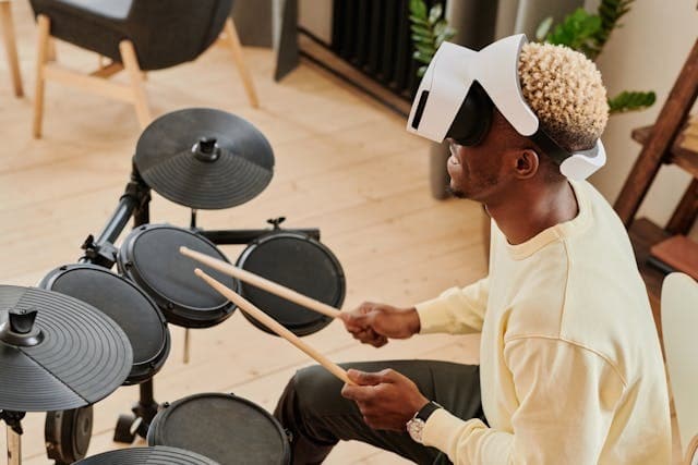 Man playing electronic drums 