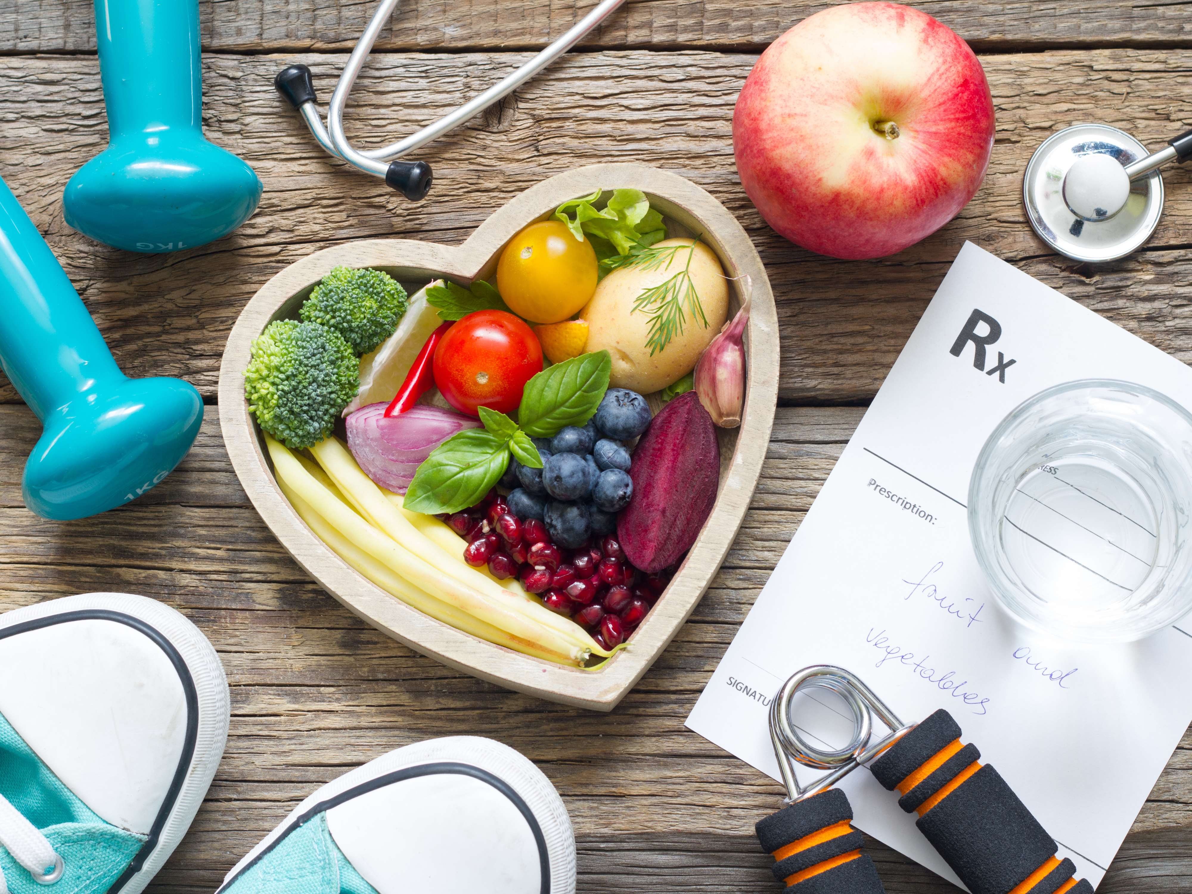 Fertility health essentials with fresh food and fitness gear