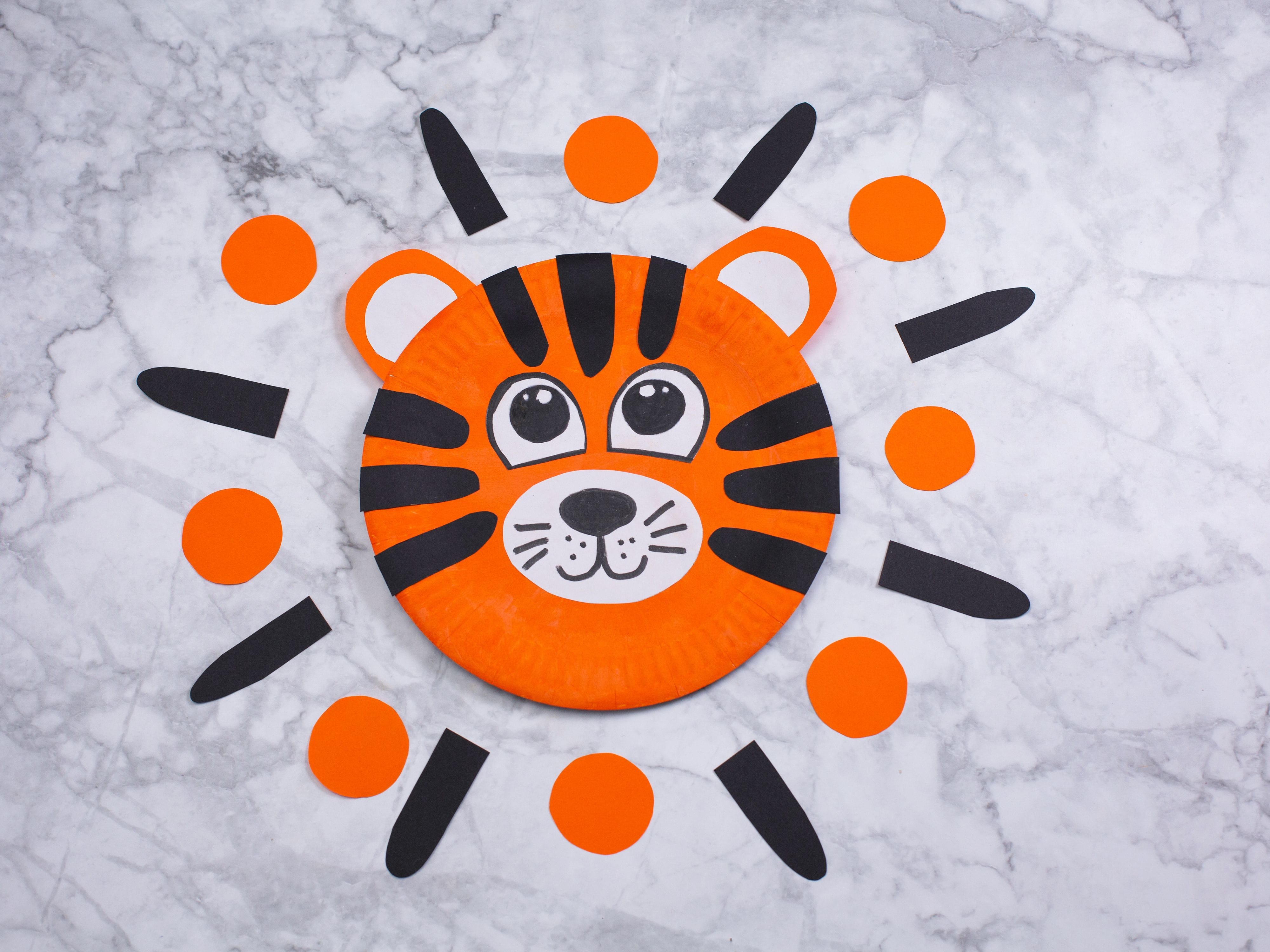 Paper plate tiger craft for kids