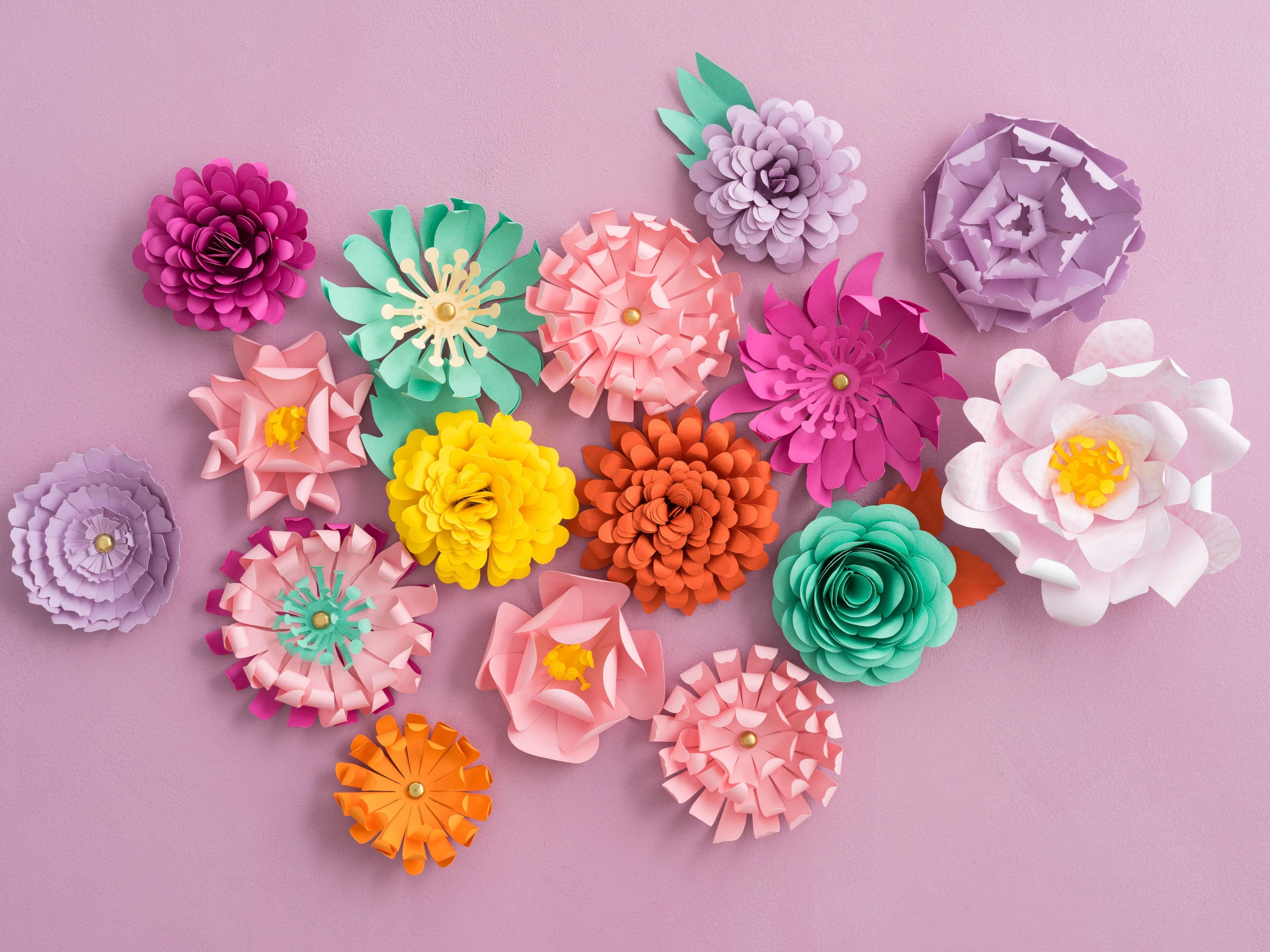 Colorful handmade paper flowers
