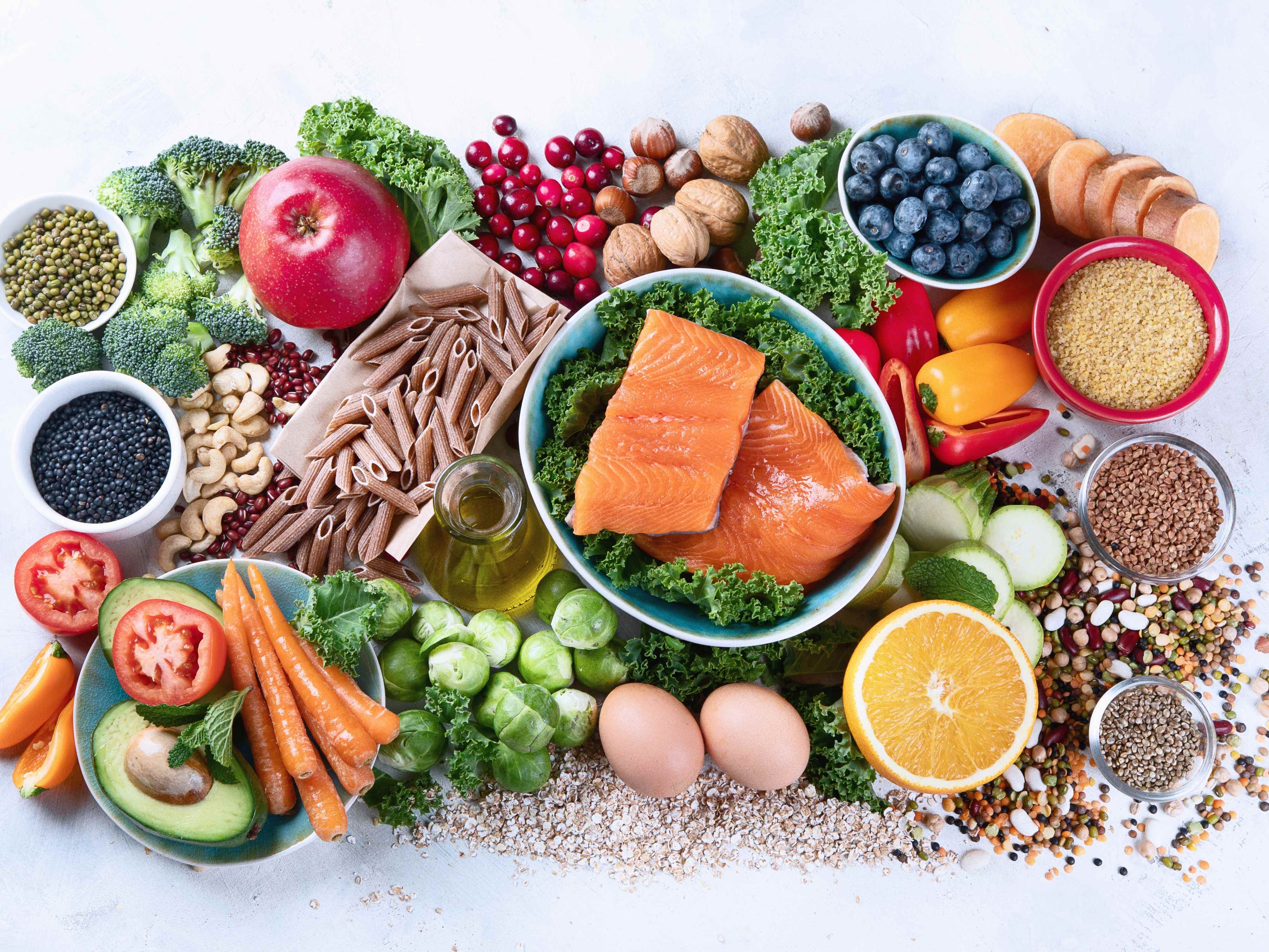Variety of fresh, healthy food items