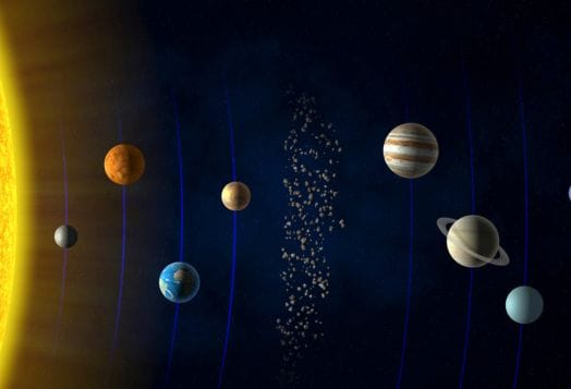 Solar system planets orbiting the Sun