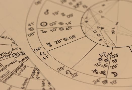 Close-up of an astrological birth chart