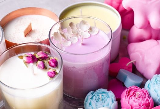 Close-up of assorted decorative candles